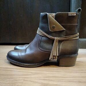 Women's PIKOLINOS Zaragoza Brown Leather Mid Calf Boots Sz 9.5